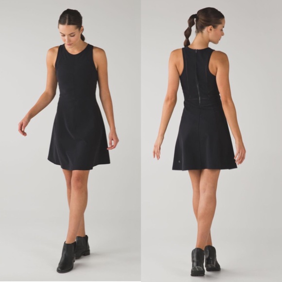 lululemon athletica Dresses & Skirts - Lululemon &go til dawn black dress 8 skater flare